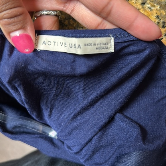 Active USA Navy Blue Strapless Stretch Jumpsuit size Medium NWT - Picture 6 of 6